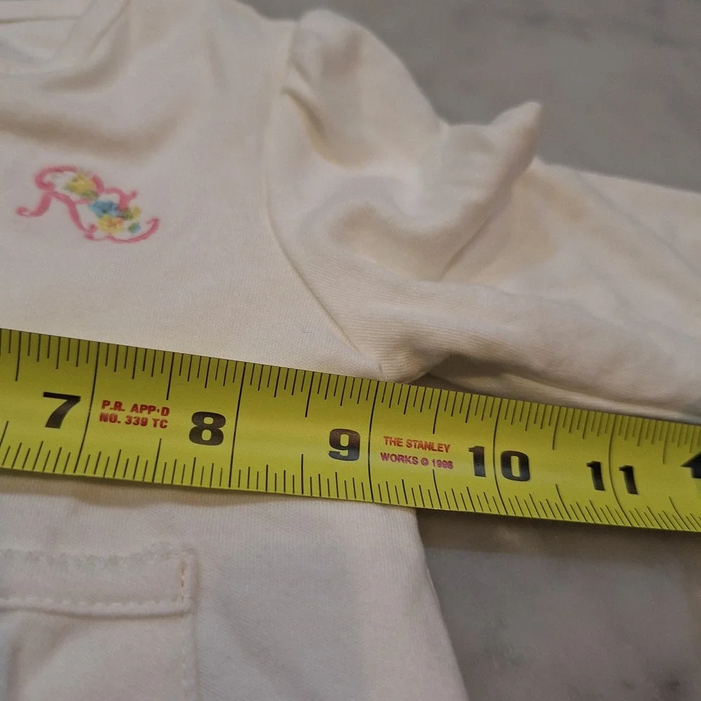 Ralph Lauren Cardigan Baby Sz 6M White Floral‎ RL Monogram Cotton Sweater Jacket